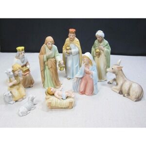 Vintage Homco 5603 Porcelain Nativity Set 9 Piece Christmas Home Interiors
